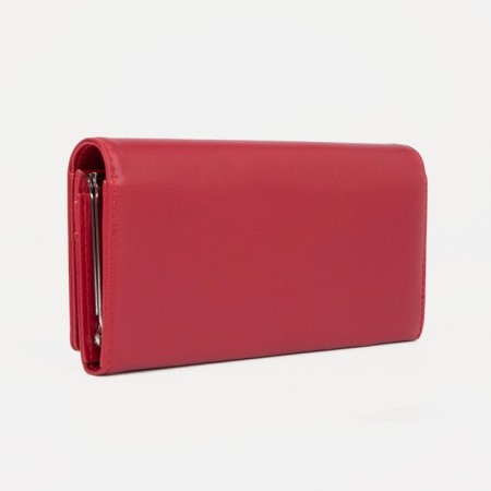 Women's wallet on the button, red color-1