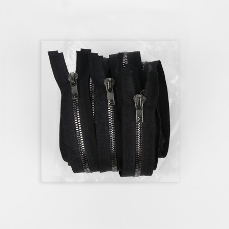Lightning "Tractor", No. 5, connective, decorative link "Akuli tooth", castle machine, 80 cm, black/black nickel-2