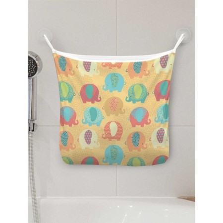 Organizer in a bath on suction cups “Bright elephants”, for storing toys and little things, size 33x39 cm