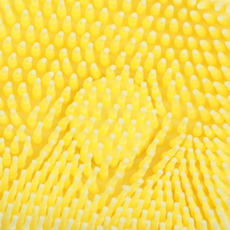 Brush for washing and massage of animals, with a container for shampoo, yellow-5