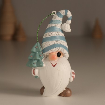 Souvenir Polystone Suspension "Gnome, in a cap, which moved to one eye" MIX 5.5x3.5x10.5 cm-1