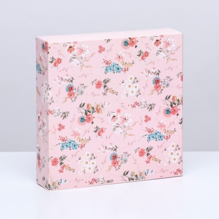 Box for 8 sweets + chocolate, with a window, "flowers" 17.7 x 17.8 x 3.8 cm-1