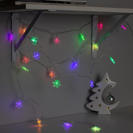 Garland "thread" 3 m with nozzles "Big Snowflakes", IP20, transparent thread, 20 LED, glow of multi (RG/RB), blinking, USB-3