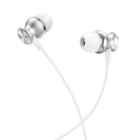 Hoco M106 headphones, wired, vacuum, microphone, 1.2 m, silver