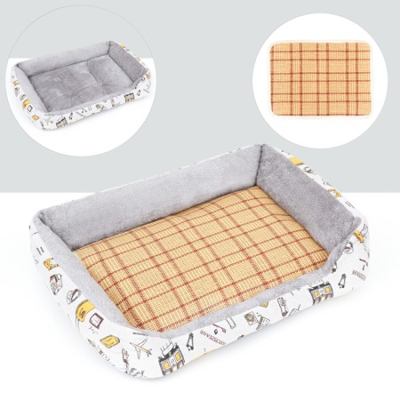 Animal bed, double-sided pillow, 60 x 45 x 15 cm, gray-white