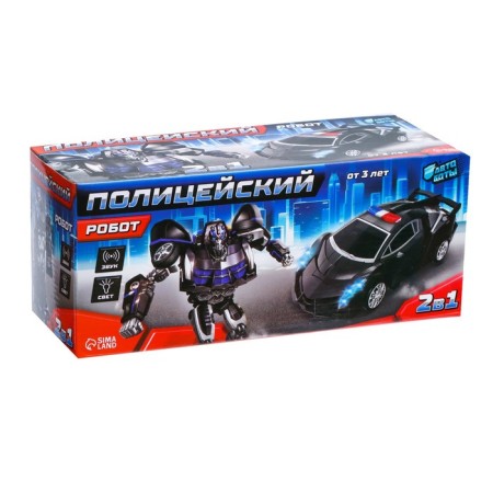 The “Police” robot, transforms, light and sound effects, works from batteries-8