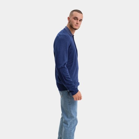 Polo male with long sleeve, dark blue color, size 48 (l)-4