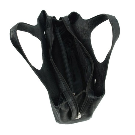 Bag women, genuine leather, black 36x10x33 cm-1