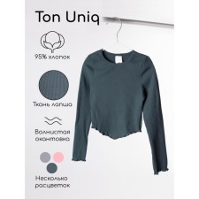 TOP for girls with long UNIQ sleeves, height 128 cm, graphite color