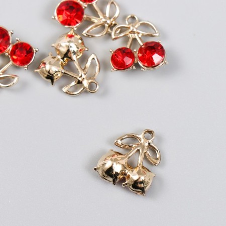Decor for creativity metal, rhinestones "ripe cherry" 1.5x1.7 cm-1