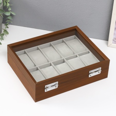 Casket wood for clock 10 departments "Brown" 7.5x21x26 cm-4