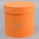 The box is round, with an embossing "love" orange 18*18*18cm