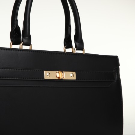 Women's bag with lightning, textura, average size, black color-3