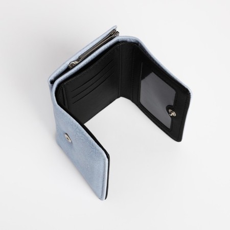 Women's wallet on the button, blue color-3