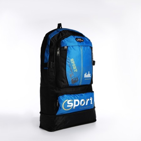A backpack on a zipper with an increase, 55l, 5 external pockets, blue color-3