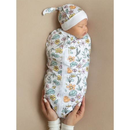 Lightning diaper with a hat with a cap of Amarobaby Soft Hugs "Flowers", height 68-74 cm