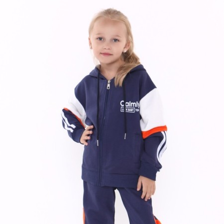Children's costume (sweatshirt/pants), dark blue color, height 98-104 cm-2