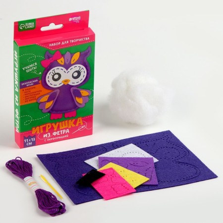 Set for creating a toy made of felt "owl", with perforation and filler-1