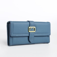Women's wallet on the button, blue color