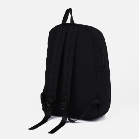 Youth backpack from textiles, 2 parts on lightning, 3 pockets, black color-1
