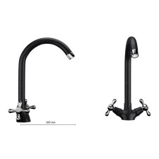 Kitchen mixer Ulgran U012-308, two-wound, black color