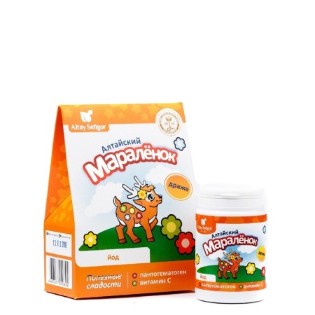 Drage "Altai Maralnok" for children, with pantogematogen, vitamin C and iodine, 70 g