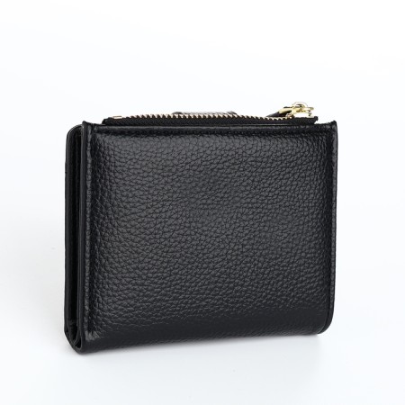 Women's wallet on the button, black color-1