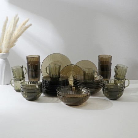 Elica table set, 44 items, glass, haze