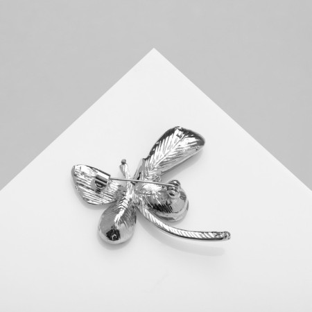 Brooch "Butterfly" crystal, white-green color in silver-1
