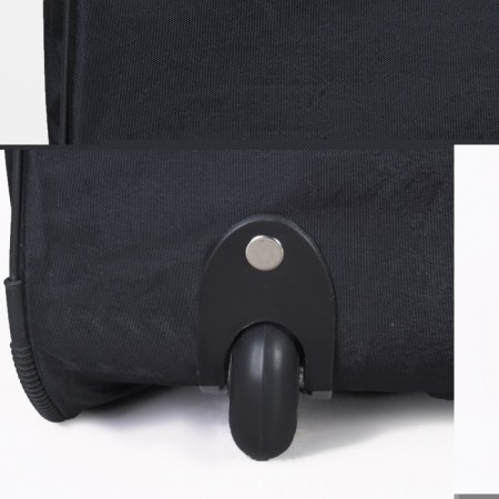 Road bag on wheels, lightning department, shoe department, 3 outer pockets, long belt, black color-3