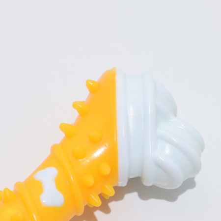 Two -layer toy (hard and soft plastic) "bone", 12 cm, yellow-3