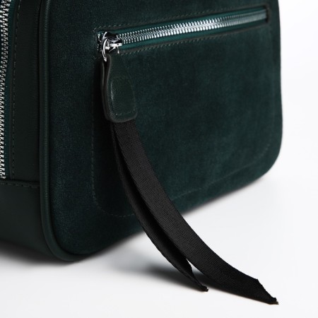 Women's bag, 23*9*18, 2 lightning department, 2 n/pocket, belt long, suede, green-3