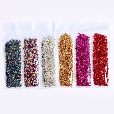 Glass chips for epoxy resin, set of 6 colors, weight 1 color - 5 g