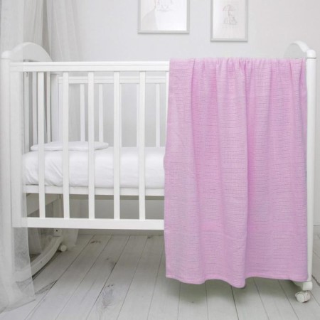 Knitted blanket, size 90x118 cm, pink color-1