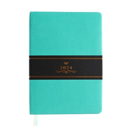 Dated diary 2024 A5 176 sheets, Devente.nobile, soft cover of artificial leather, lies, cream block 70 g/m2, turquoise block-10