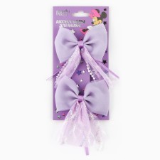 Hair clip, 2 pcs, bow 7.5 cm, Minnie Mouse