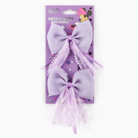 Hair clip, 2 pcs, bow 7.5 cm, Minnie Mouse