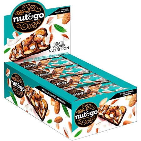 Батончик «Nut&Go», миндаль, кокос и карамель, 42 г-1