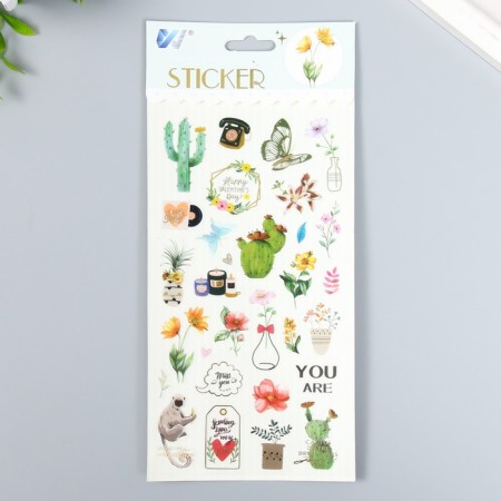 Stick plastic "Cacti and flowers" 10.3x22.5 cm