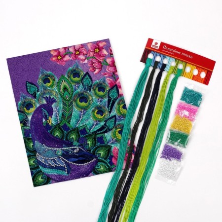 Cross -stitching with beads "Pavlin", a set for creativity, 20 x 25 cm-4
