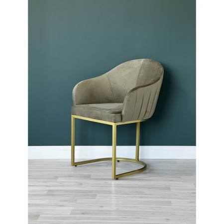 SHELL chair, 56 × 63 × 83 cm, gray color, gold frame