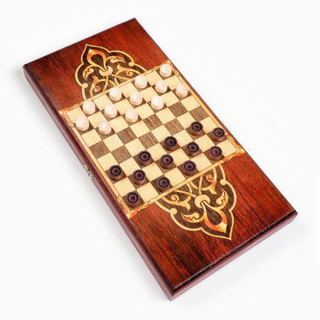 Wooden backgammon with checkers "Marketri-21", board game, 40 x 40 cm-3