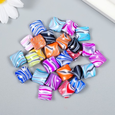 Beads for creativity plastic "Square Colorful stains" set 20 grams 0.5x2.1x1.9 cm