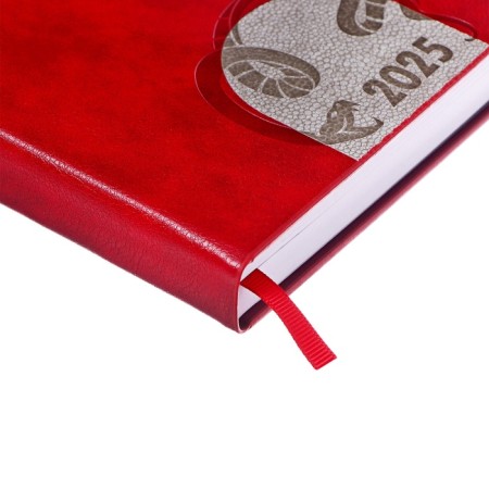 Dated diary 2025, A5, 176 sheets, Hong Kong, solid cover, pancake embossing, with liesse, block 80 g/m2, red-2