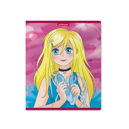 Notebook of 48 sheets in the Erichkrause anime cage, cover coated cardboard, offset block, whiteness 100%, mix-4
