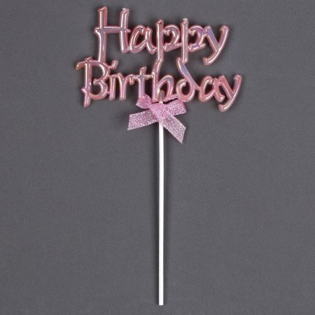 Topper "Happy Birthday", with a bow, color pink mother