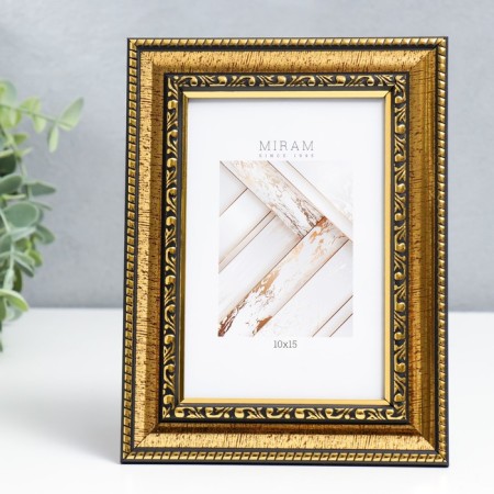 Photo frame plastic "Mira" 10x15 cm gold (plastic screen)