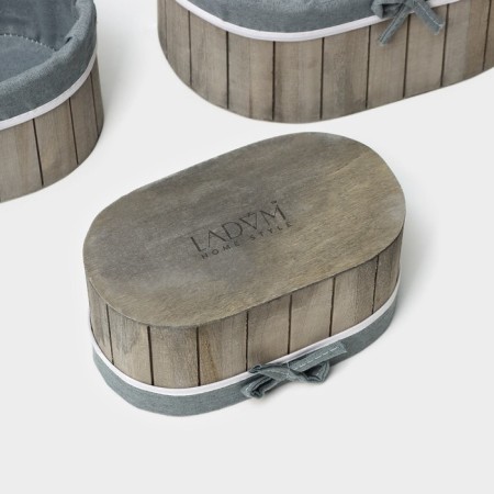 A set of handmade interior baskets LadOM, oval, 3 pcs, size: 20 × 11 × 9 cm, 23 × 15 × 10 cm, 28 × 19 × 11 cm-5