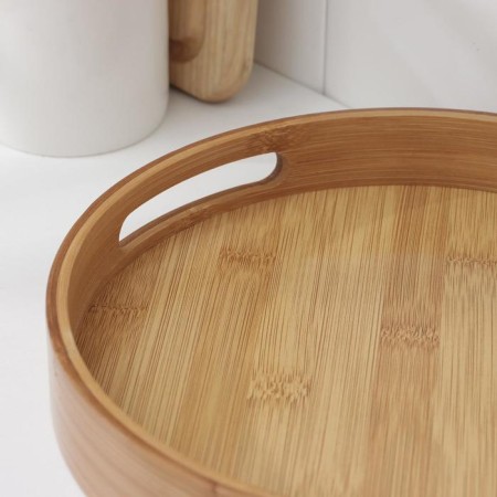 Tray with handles of the share Striata, d = 25 cm, bamboo-2