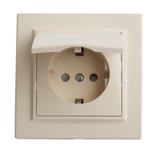 1-seater s/s outlet with a lid, Stekker series Erna, PST16-9012-02, ivory